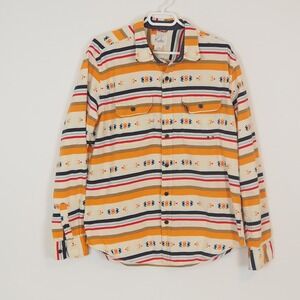 Koto Aztec Southwest Button Down Shirt Mens Large Cotton Flannel Western Pockets